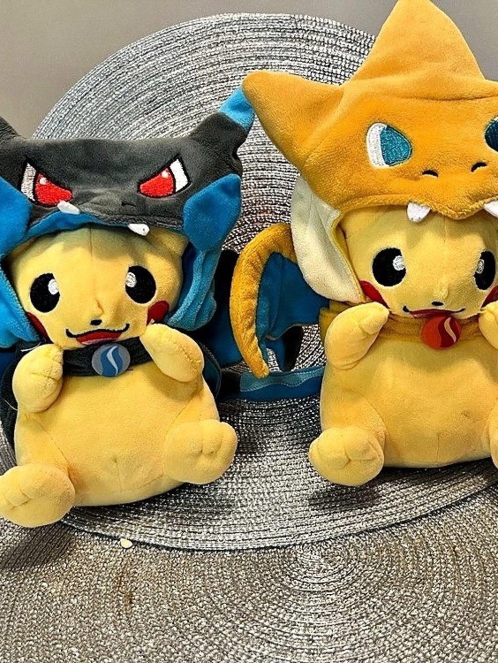 Pokémon Center Pikachu Wearing Mega Charizard X and Y Poncho Plush Pikachu Mega